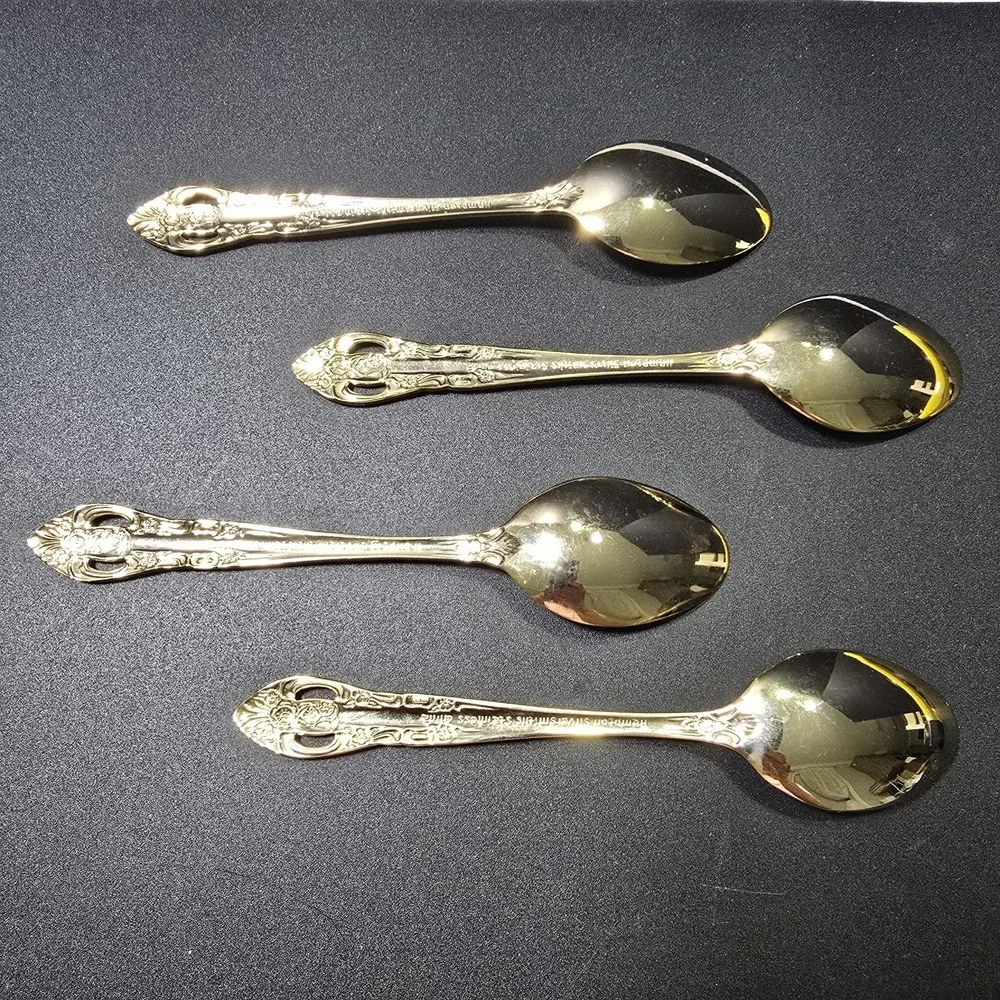 Vintage Hampton Silversmith Gold Plated Teaspoons Set Of 4 Versailles